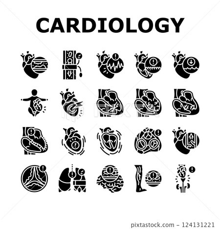 cardiology diseases icons set vector cardiology diseases icons set vector 124131221