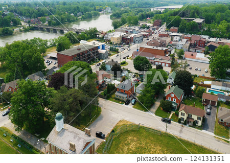 Aerial of Caledonia, Ontario, Canada in the summer Aerial of Caledonia, Ontario, Canada in the summer 124131351