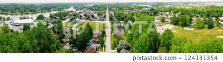 Aerial panorama of Caledonia, Ontario, Canada in summer Aerial panorama of Caledonia, Ontario, Canada in summer 124131354