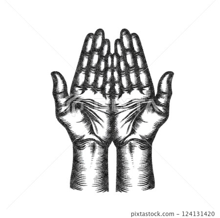 Prayer Hands Illustration Retro Risograph Texture Prayer Hands Illustration Retro Risograph Texture 124131420