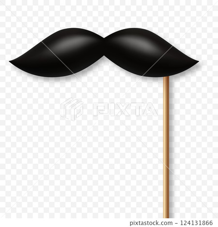 Vector 3d Realistic Black Mustache Prop on Stick. Simple Mustache for Party, Photo Booth, Masquerade, Costume, Funny Carnival, Cosplay, Hipster Style. Retro Gentlemen Look, Celebration and Fun Vector 3d Realistic Black Mustache Prop on Stick. Simple Mustache for Party, Photo Booth, Masquerade, Costume, Funny Carnival, Cosplay, Hipster Style. Retro Gentlemen Look, Celebration and Fun 124131866