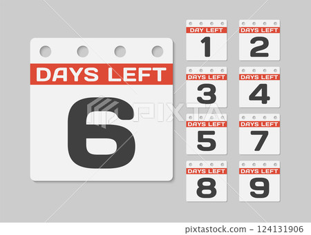 Countdown daily page calendar icon - 6 days left 124131906