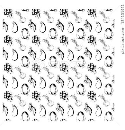 Ripe vegetables in doodle style. Seamless pattern. 124131961