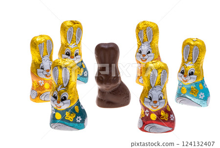 chocolate bunny isolated 124132407