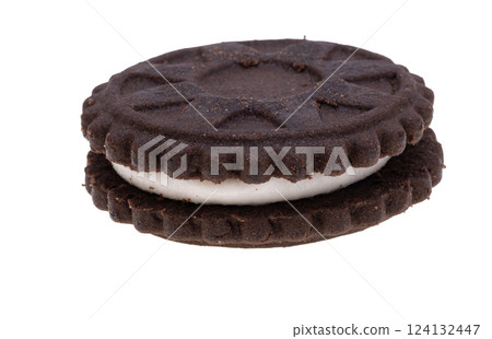 chocolate double cookie isolated chocolate double cookie isolated 124132447