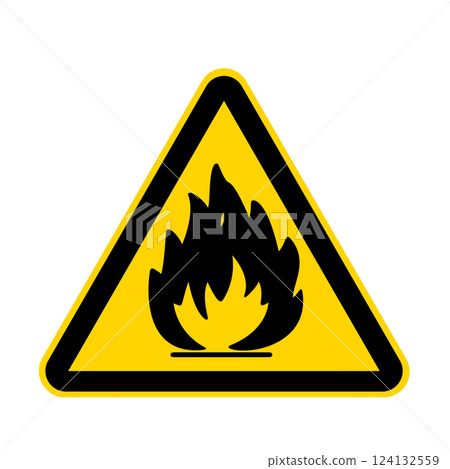 Fire hazard warning danger sign with clipping path 124132559