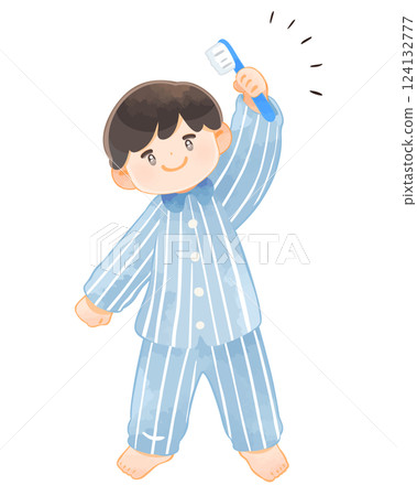 Brushing teeth Smiling child holding a toothbrush Brushing teeth Smiling child holding a toothbrush 124132777
