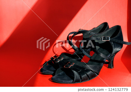 dancing shoes. Latin American dance shoes, cha-cha-cha, rumba, jive, samba, bachata dancing shoes. Latin American dance shoes, cha-cha-cha, rumba, jive, samba, bachata 124132779