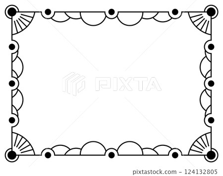 Geometric frame of black lines on white background. Linear border. Line art geometric frame design with space for text, invitations, flyers and greeting cards. Vector illustration 124132805