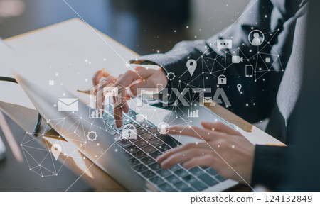 Men and women having a meeting in the office, business scene, IT company, network image Men and women having a meeting in the office, business scene, IT company, network image 124132849