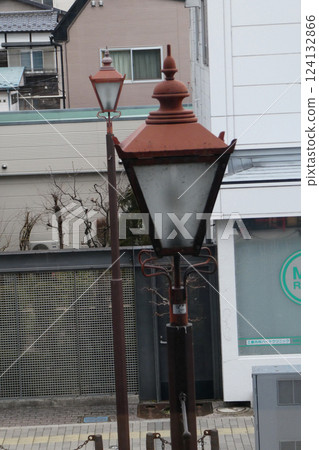 Antique gas lamps in the historic city of Morioka, Iwate Prefecture 124132866