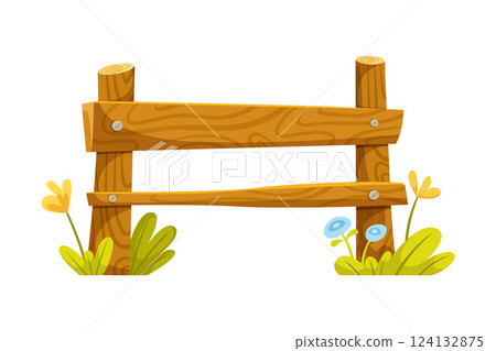 Wooden Fence with Rope as Private Boundary Sign Vector Illustration Wooden Fence with Rope as Private Boundary Sign Vector Illustration 124132875