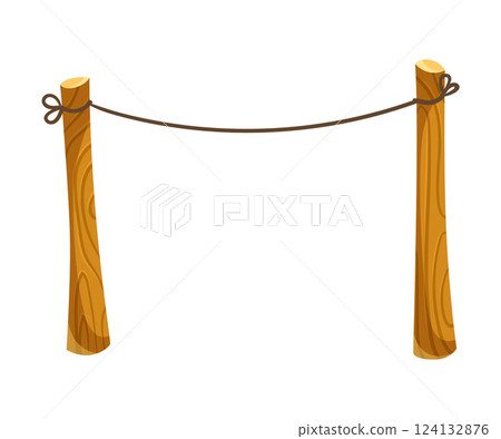 Wooden Fence with Rope as Private Boundary Sign Vector Illustration Wooden Fence with Rope as Private Boundary Sign Vector Illustration 124132876