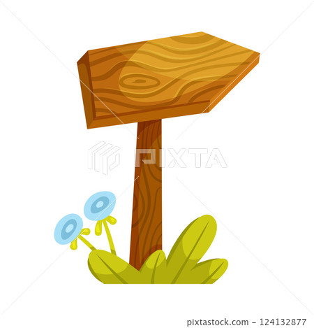 Wooden Plaque and Signboard on Pole Vector Illustration Wooden Plaque and Signboard on Pole Vector Illustration 124132877