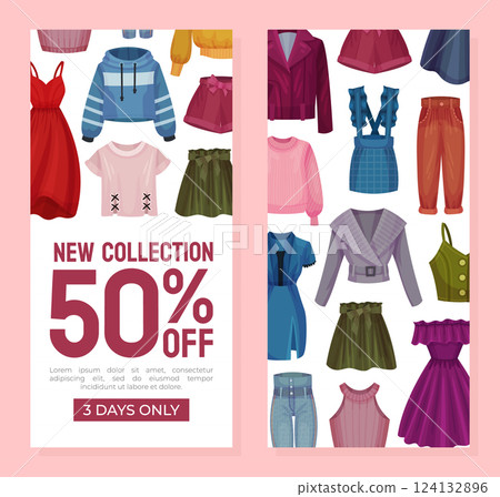 Woman Clothes Store and Shop Banner Design Vector Template 124132896