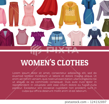 Woman Clothes Store and Shop Banner Design Vector Template Woman Clothes Store and Shop Banner Design Vector Template 124132897
