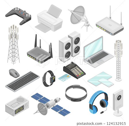 Wireless Network Connection Device and Technology Vector Set 124132915