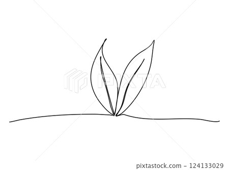 Plant, one line drawing vector illustration. Plant, one line drawing vector illustration. 124133029