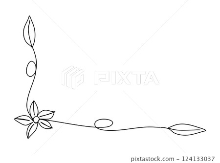 Flower floral corner frame, one line drawing vector illustration. Flower floral corner frame, one line drawing vector illustration. 124133037