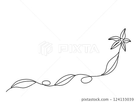 Flower floral corner frame, one line drawing vector illustration. Flower floral corner frame, one line drawing vector illustration. 124133039