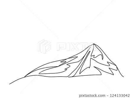 Mountains, one line drawing vector illustration. Mountains, one line drawing vector illustration. 124133042