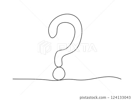 Question mark, one line drawing vector illustration. Question mark, one line drawing vector illustration. 124133043