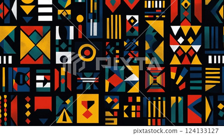 Ndebele tribal art with bold colors and abstract shapes Ndebele tribal art with bold colors and abstract shapes 124133127