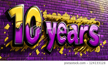 10 years anniversary graffiti-style artwork 124133128