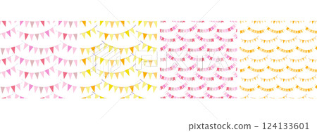 Colorful Pennant garlands on rope Seamless Patterns Holiday Party Multicolored Background idea Set 4 Colorful Pennant garlands on rope Seamless Patterns Holiday Party Multicolored Background idea Set 4 124133601