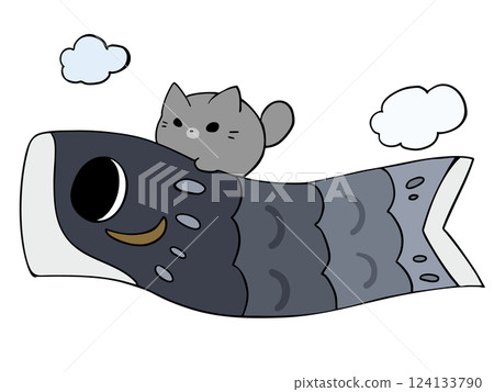 兒童節鯉魚旗貓 兒童節鯉魚旗貓 124133790