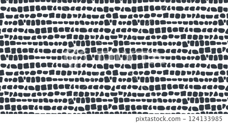 Antique stone mosaic seamless pattern. Decorative Greek antique stone ornament. Paving rock floor tile. Abstract brick mosaic texture. Vector illustration isolated on white background 124133985