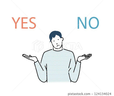 男人掙扎於是或否 — 上身 — 男性圖示 — 簡單的向量插圖 124134024