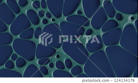 Organic Connections: A Teal Bubble Network on Deep Blue Canvas 124134176