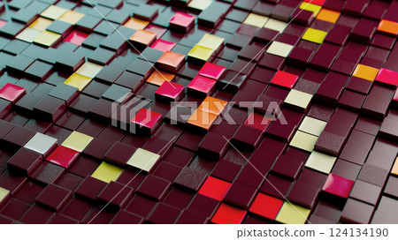 Vibrant Mosaic: A Dance of Colorful Glossy Tiles in Dynamic Arrangement Vibrant Mosaic: A Dance of Colorful Glossy Tiles in Dynamic Arrangement 124134190