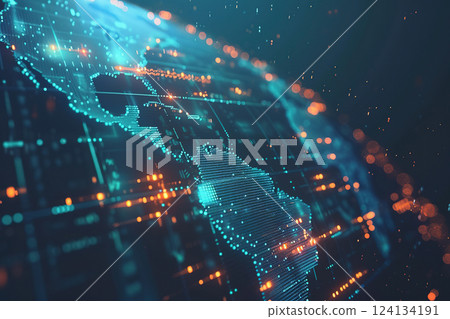 Digital representation of global connectivity and data transfer using cyber technology. 124134191