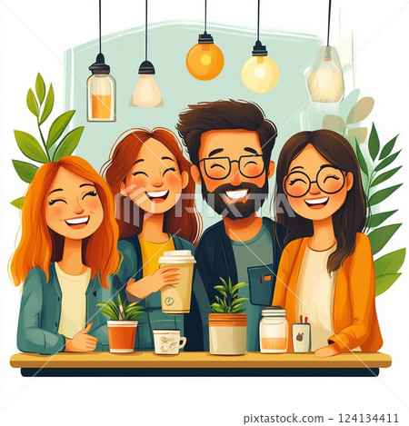 Colleagues hanging out together 124134411