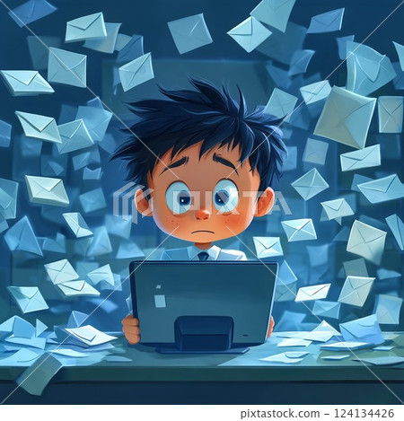 Employees stressed with too much mail 124134426