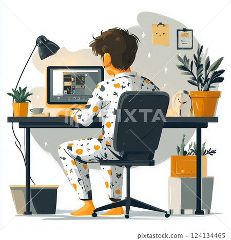Work from Home in Pajamas  124134465