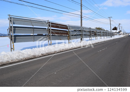 Snow protection fence Measures against snowstorms in snowy country 124134599