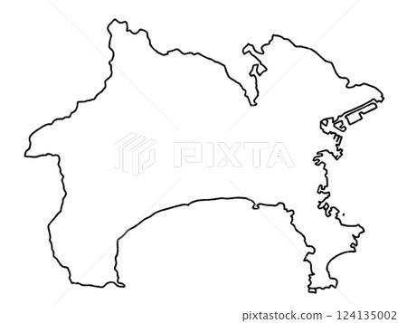 神奈川縣關東的略顯鬆散的白色地圖 神奈川縣關東的略顯鬆散的白色地圖 124135002