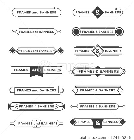 Decorative vintage frames and banners in black and white Decorative vintage frames and banners in black and white 124135266