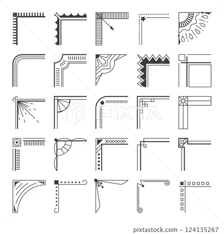 Set of geometric and ornamental corner decorations 124135267