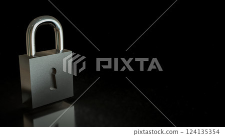 The Silver lock for protection or security concept 3d Rendering. The Silver lock for protection or security concept 3d Rendering. 124135354