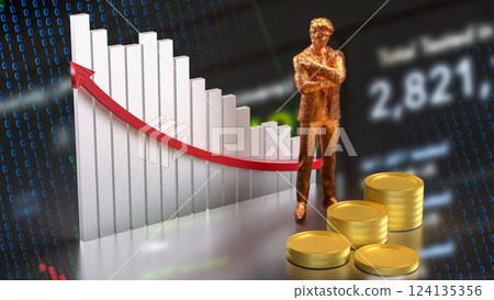 The Man and chart for Business Concept 3d Rendering. 124135356