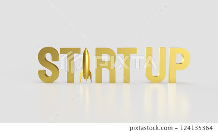 The Gold Start up and Rocket for Business concept 3d Rendering. The Gold Start up and Rocket for Business concept 3d Rendering. 124135364