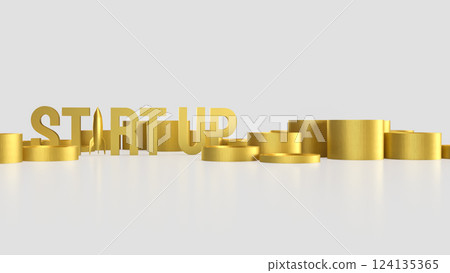 The Gold Start up and Rocket for Business concept 3d Rendering. 124135365