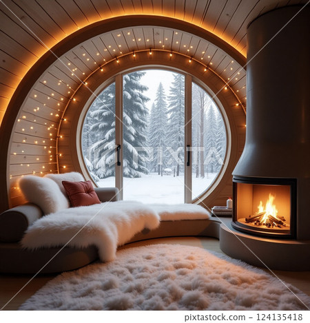 Room with fireplace 124135418