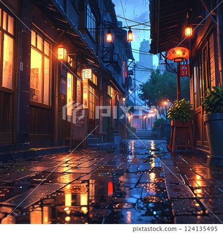 燈光璀璨的城市景觀圖 124135495