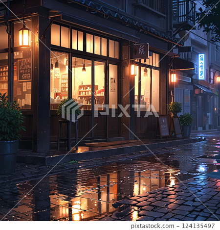 燈光璀璨的城市景觀圖 124135497