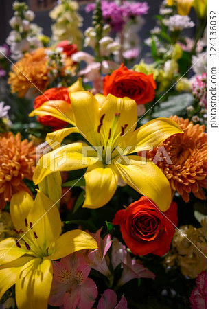 A colorful bouquet of flowers for a celebration A colorful bouquet of flowers for a celebration 124136052